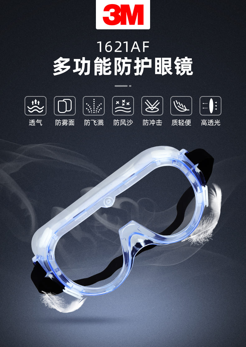 3M 1621AF 防护眼罩 （无色镜片，防雾、防紫外线）